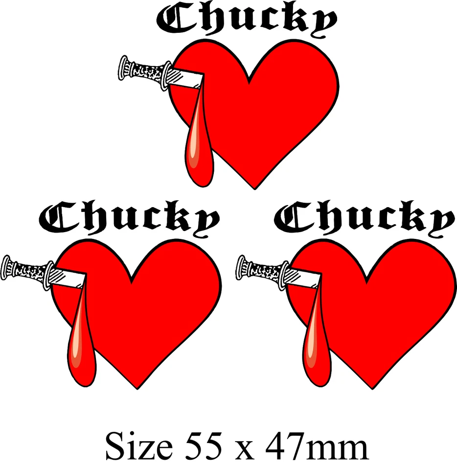 Chucky Bride Tiffany Heart and Dagger Boob Tattoo x3. Freepost