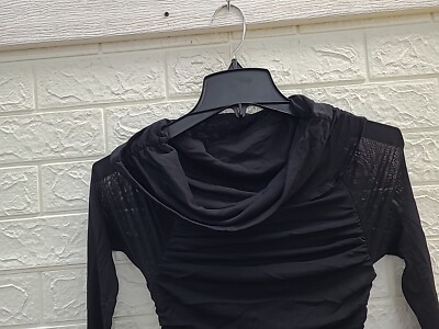 New Bumpsuit Off The Shoulder Long Sleeve Scrunch Maxi Black Dress Size  Medium | eBay