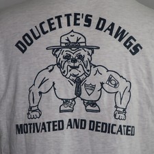 VTG 80s Doucetts Dawgs Bull Dog Police MA State Police T Shirt Mens XL USA Made