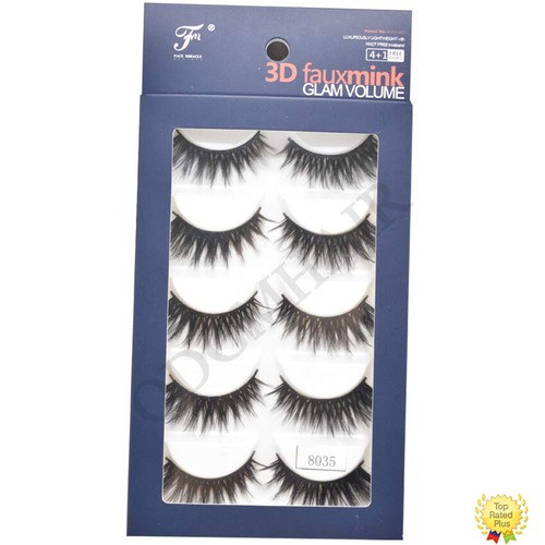 5 Pairs 3D Mink Bushy Cross False Eyelashes Thick Long Fluffy Eye Lashes Black - Picture 6 of 7