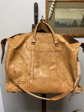 Vintage Leather U S Mail Money Duffle Bag Railroad Overnight Crossbody Bag *Read