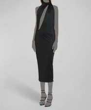 $2725 Versace Women's Black Twist Front Plunge Cocktail Dress Size 42