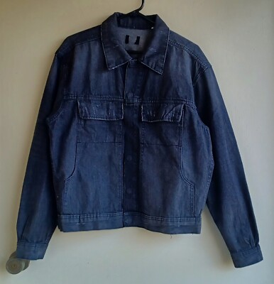 HUDSON Women's Distressed Oversized Black Jean Jacket Size Small 