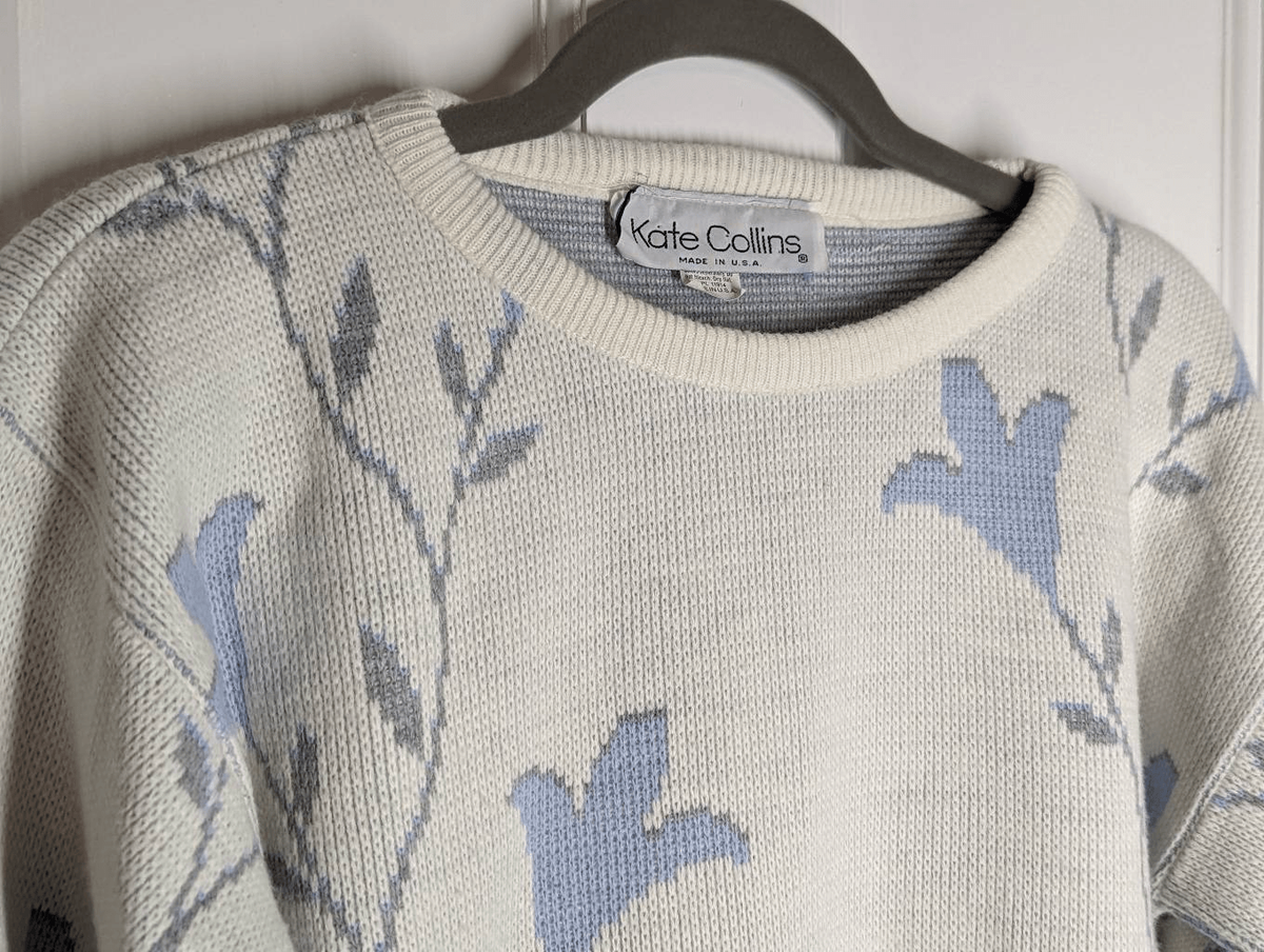 Kate Collins Knit Floral Sweater Vintage size S/M 80s 90s | eBay