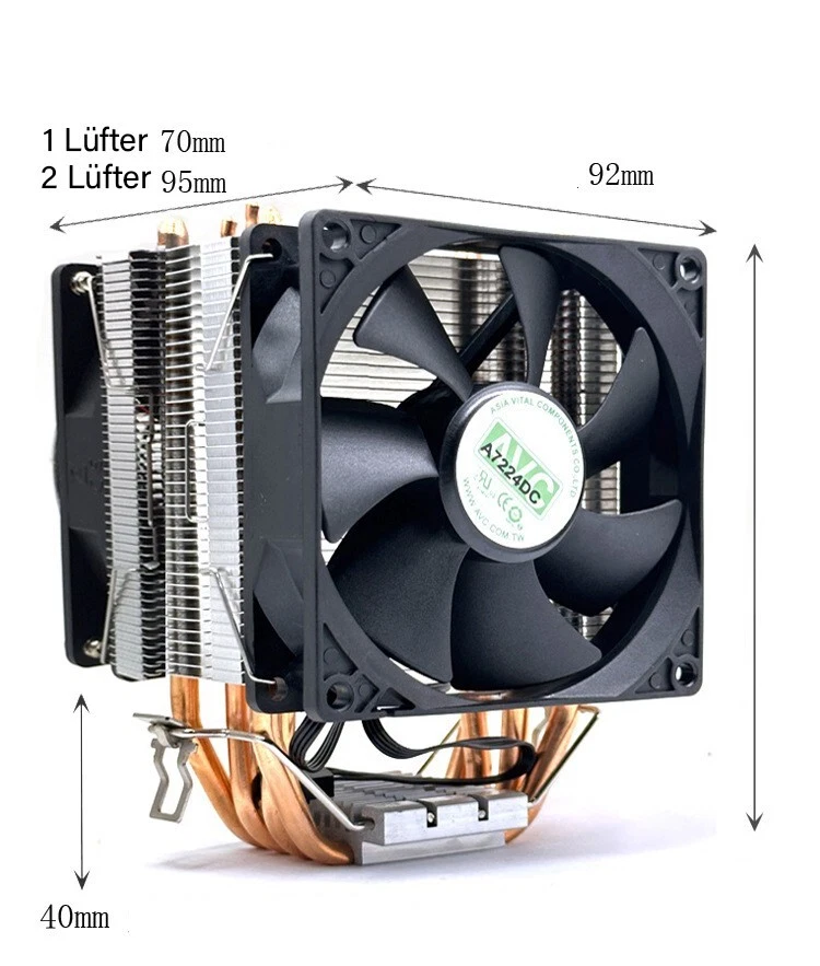 CPU Cooler 140W TDP 4 Heat Pipes 90mm PWM Fan up to 2,000RPM for AMD & Intel - Image 2 of 4