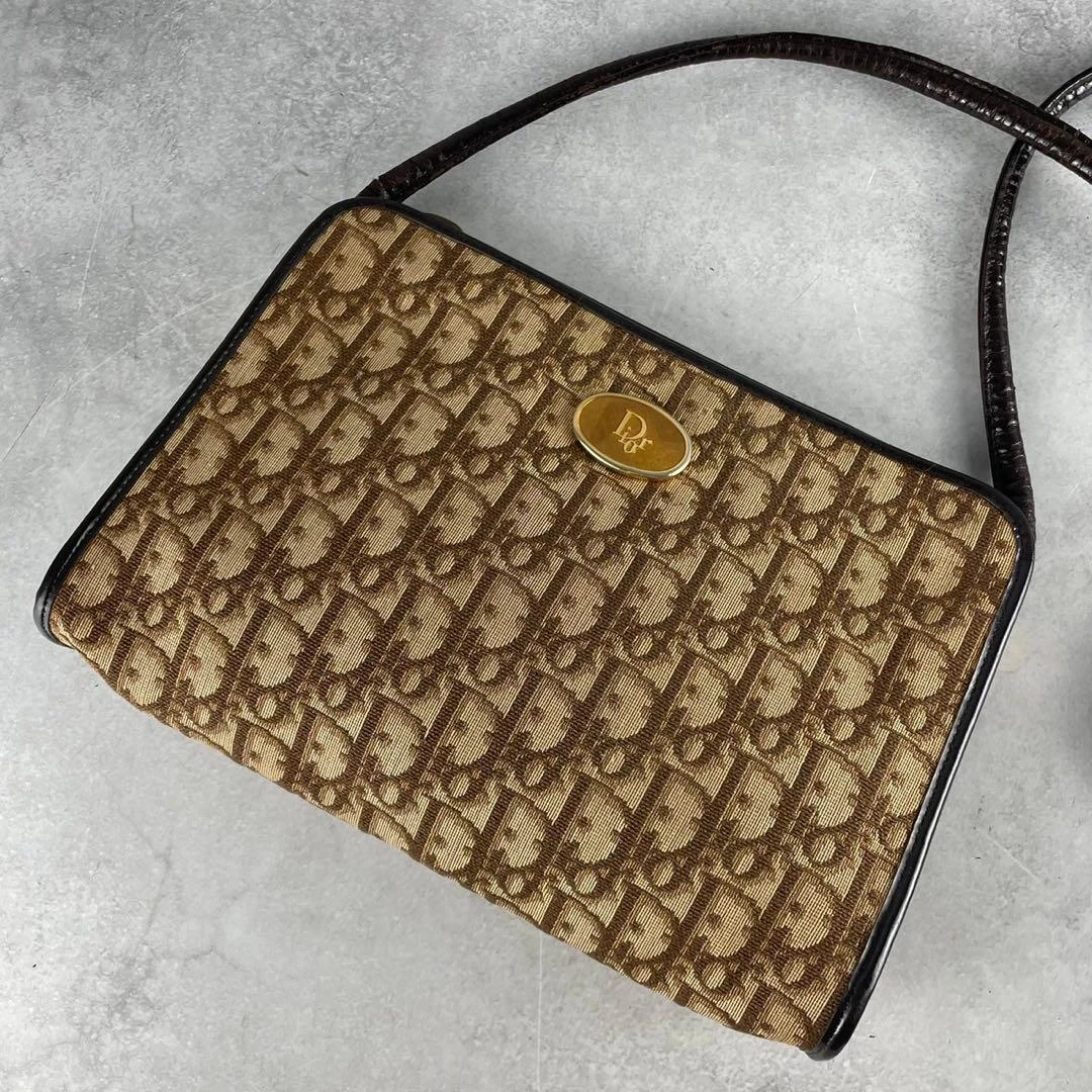 Sac bandoulière Dior Trotter toile marron bandoulière 20x27cm état AB