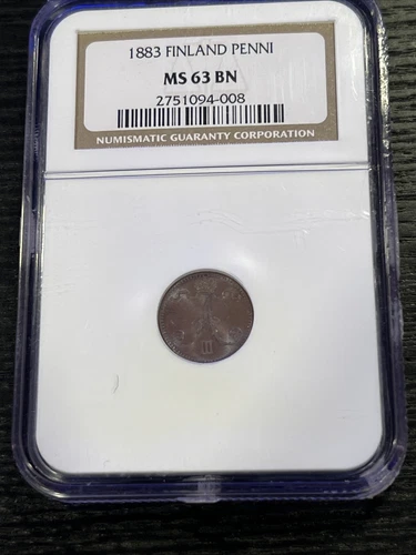 1883 FINLAND PENNI NGC MS 63 BN