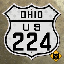 Ohio US Route 224 highway road sign Akron Findlay Wadsworth Tiffin 1926 16x16
