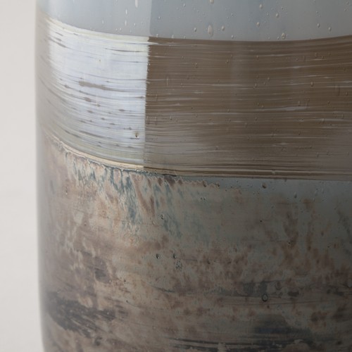 13" Ocean Wave Colored Bubble Glass Oval Urn Glass Vase - Bild 8 von 9