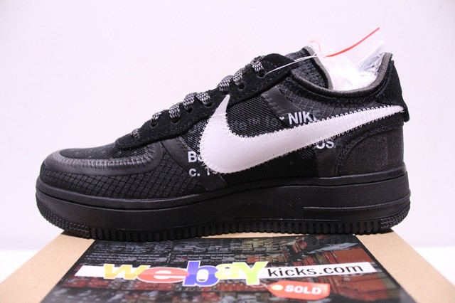 Nike Air Force 1 x Off White AF1 Black Gray Virgil Sneakers Men's 4-7 AO4606-001 | eBay