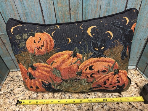 Halloween Arazzo Getto Cuscino Zucca Patch e Gatti Neri Decorazione Autunno - Foto 4 di 6
