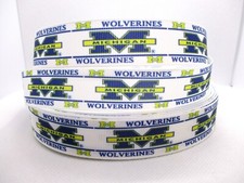 University of Michigan Wolverines 7/8" Grosgrain Ribbon YOUR CHOICE 5 or 10 Yard