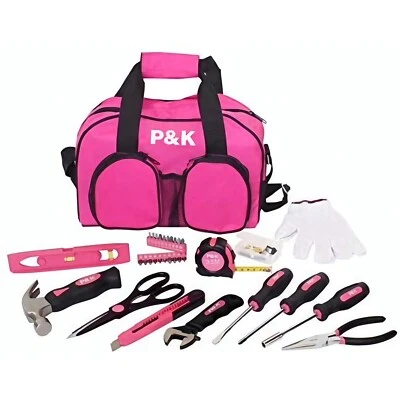 P & K 77-teiliges Werkzeugtasche-Set Werkzeugset in Pink