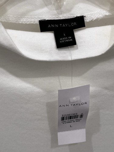 Ann Taylor Top Women’s Large Mock Turtleneck White 100% Cotton Long Sleeve New - Picture 3 of 5