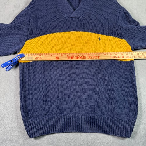 Vintage Ralph Lauren Polo Sport Herren Pullover L blau gelb Colorblock dicker Pulli - Bild 4 von 7