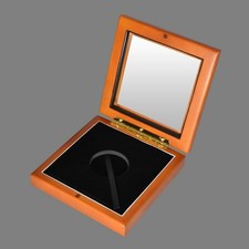 Wood Display Glass Top Box Large Coin Capsule / Challenge Coin Cedar Finish
