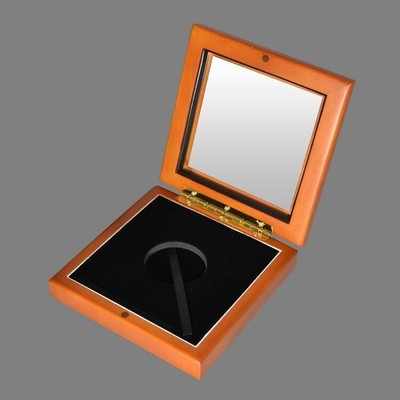 Wood Display Glass Top Box Large Coin Capsule / Challenge Coin Cedar Finish