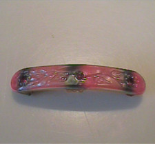 VINTAGE 1950'S PINK WITH RHINESTONE CELLULOID BARRETTE