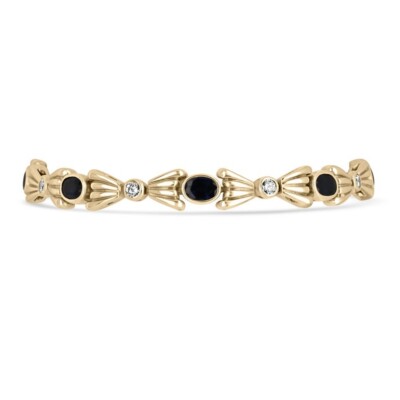 9.0tcw Natural Blue Sapphire & Diamond Bow Tie Link Bracelet 7.5'' Gold 14K 