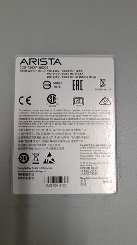 ARISTA CCS-720XP-48ZC2 40x 2.5G, 8x 5G POE 4x25G SFP/2x100G QSFP (Read) - Picture 4 of 4