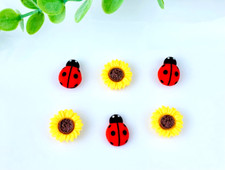 Cute Ladybug And Sunflower Magnet Set/ Bug Magnets/ Spring Magnets/ 6 Pieces