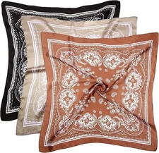 Silk Head Scarf 3 Pcs Satin Hair Scarf Set of 27.5 Inches for Women GirlsBrow...