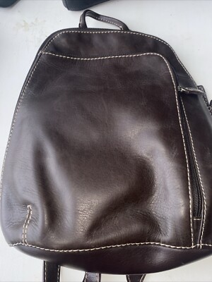 St. John's Bay Genuine Leather Backpack Purse Black Everyday Casual Adjustable