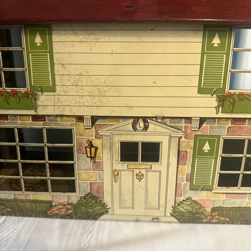 Vintage Marx Dollhouse Tin Metal Litho Colonial Doll House 2 Story Furniture - Picture 5 of 12