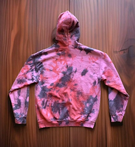 GILDAN HEAVY BLEND Fleece Pink Gray Tie-Dye Pullover Hoodie Women's Sz M EUC - Picture 3 of 10