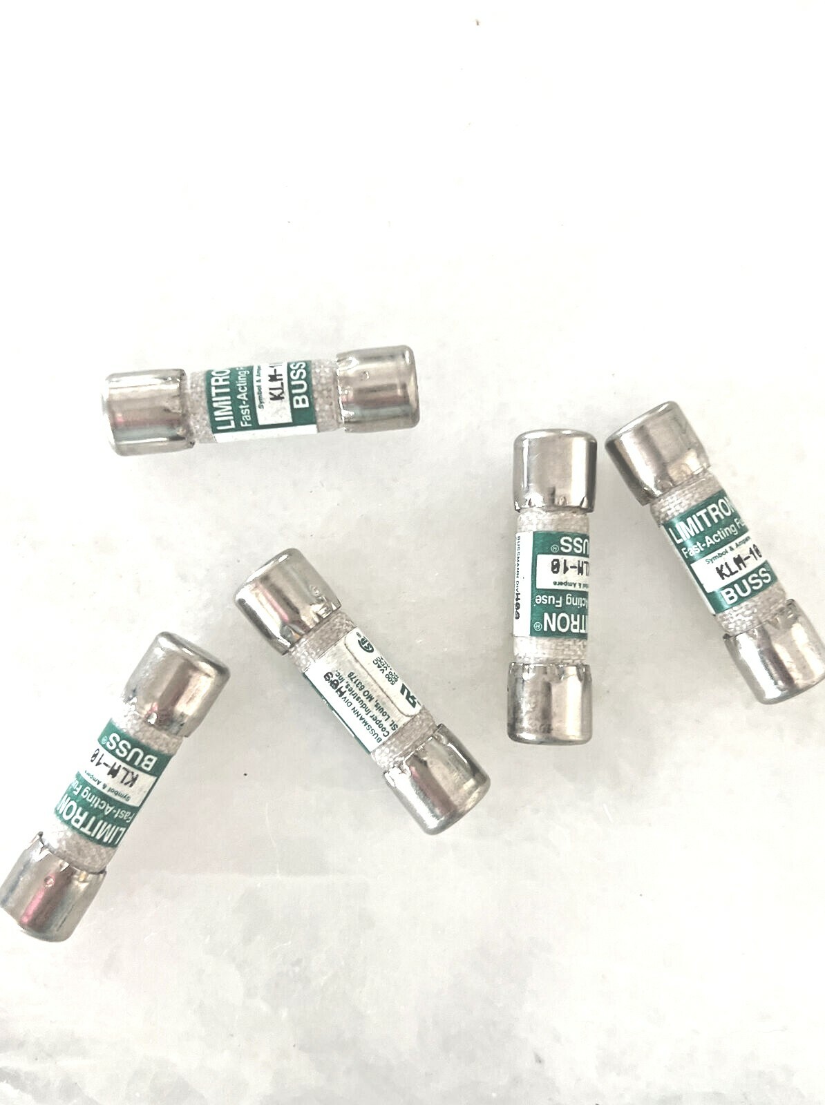 NEW Lot of 5 Limitron Buss Fast-Acting Fuse KLM-10 Bussman 1O amp fuses