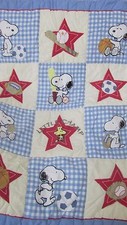 Snoopy Peanuts sports baby crib blanket quilt Lambs  Ivy Woodstock Little Champ