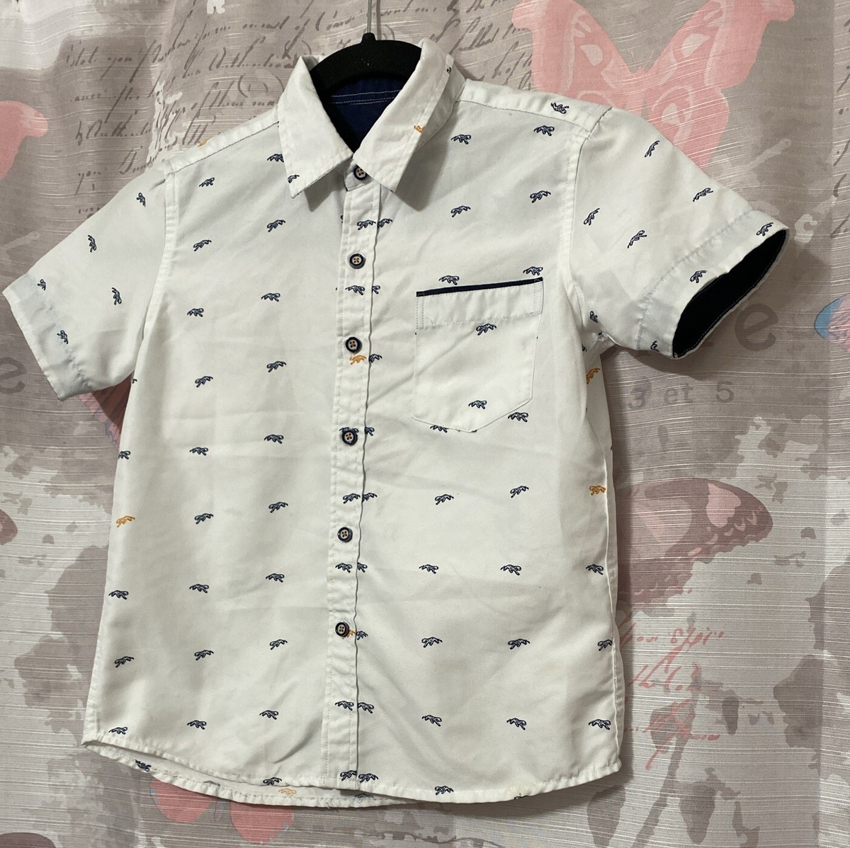 craft flow dress shirts Craft + Flow Boys Button Up Dress Shirt Short Sleeve White/Blue Size 6