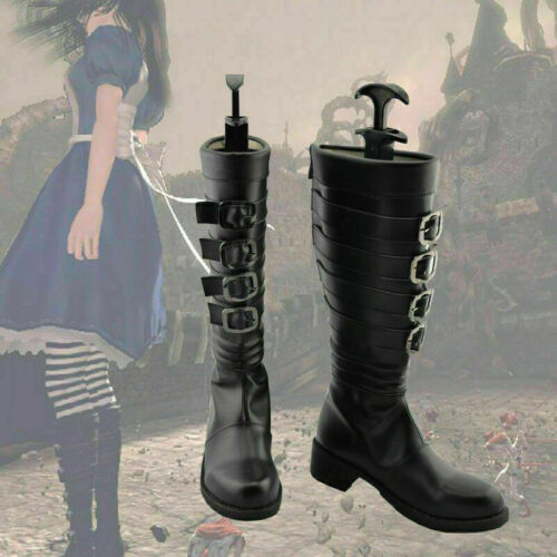 Hot Alice Madness Returns Cosplay Black Boots Shoes &
