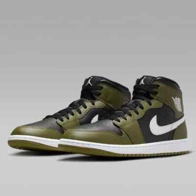 Nike Air Jordan 1 Mid Medium Olive Black DQ8426-092 US Men's Size
