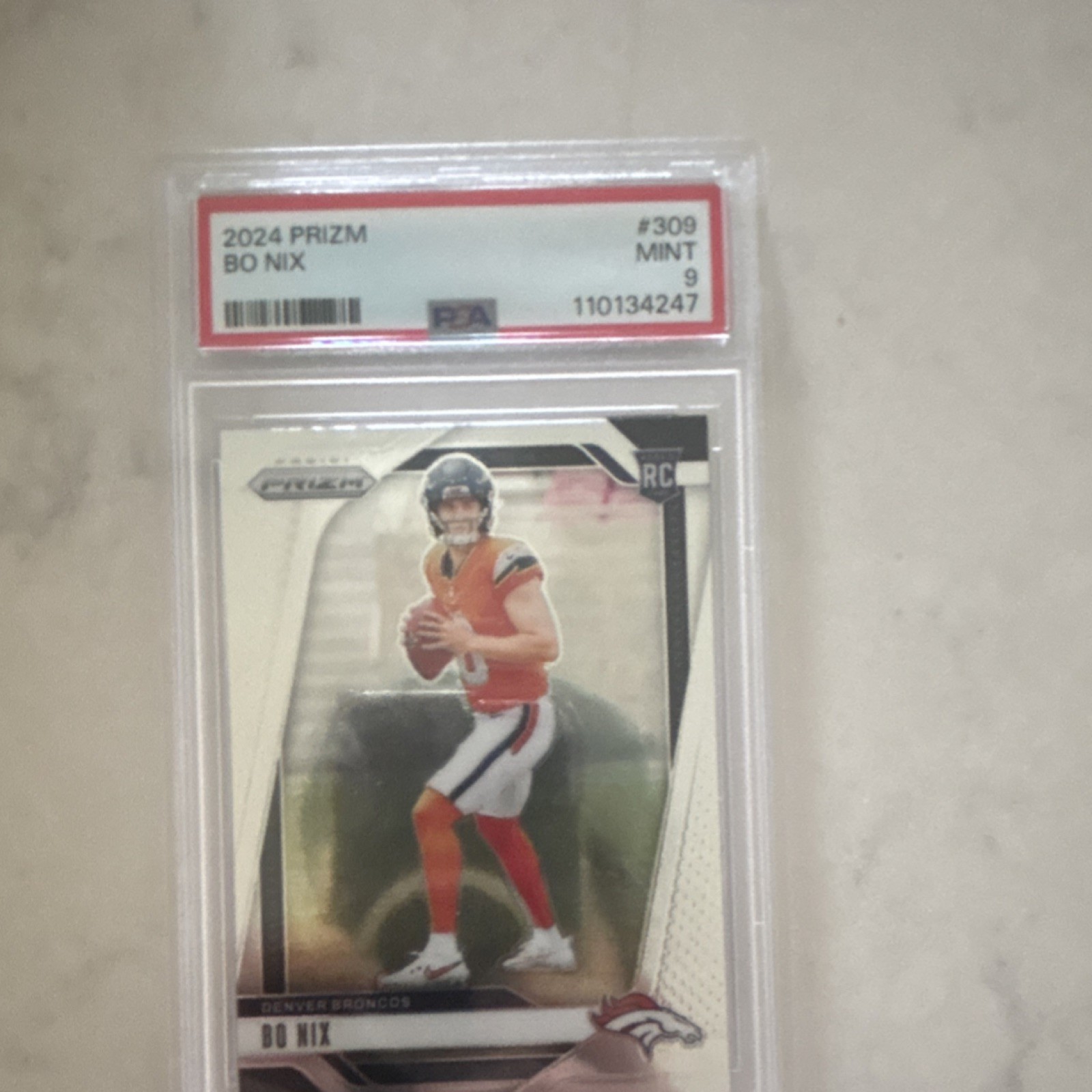 2024 Panini Prizm Bo Nix #309 Rookie PSA 9 Denver Broncos Football NFL Card