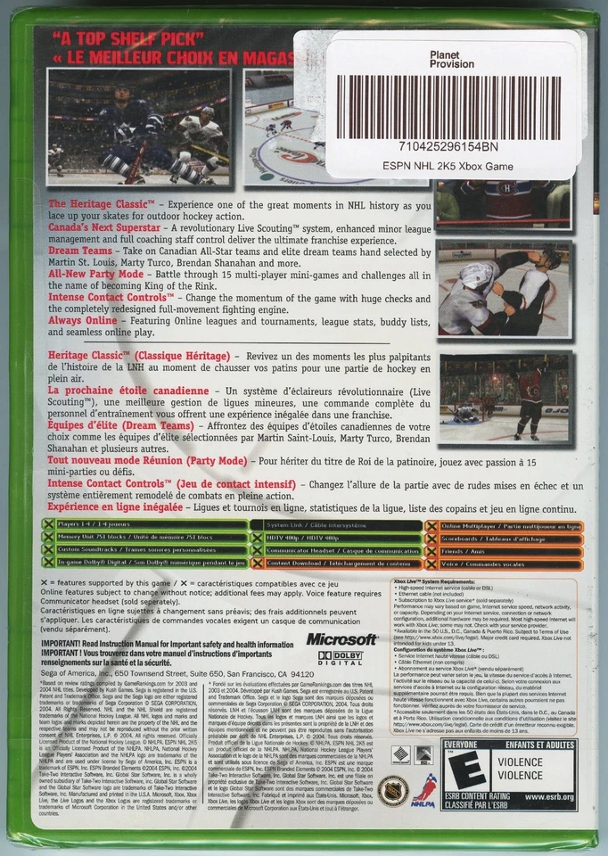 ESPN NHL 2K5 Microsoft Xbox [Brand New] - Image 2 of 2