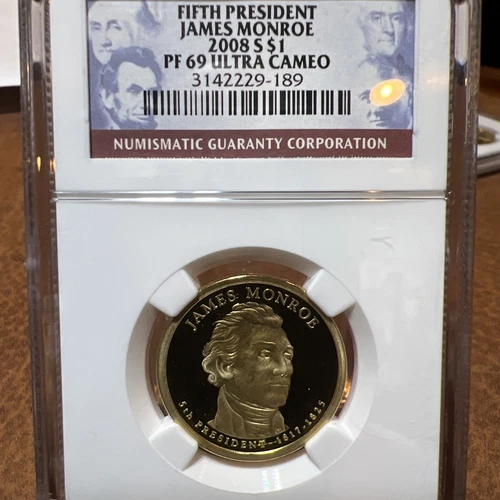 2008-S James Monroe $1 NGC PF 69 Ultra Cameo Presidential Dollar - 5th President