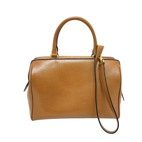 CELINE 2WAY Bag Shoulder Boston Leather Brown Women Used Authentic