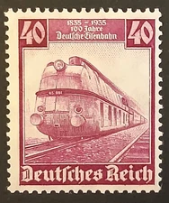 Germany Third Reich 1935 SG580 40pf bright purple, railways centenary, MNH