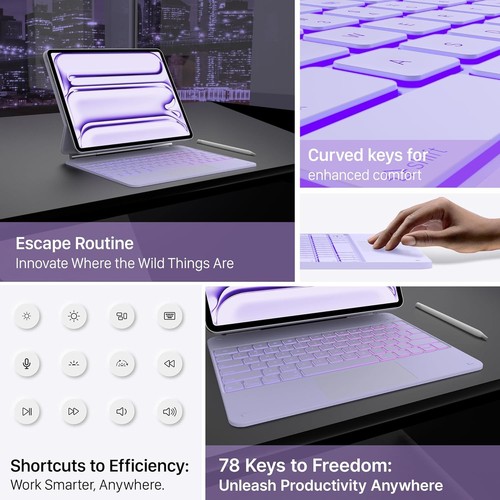 typecase Keyboard Case for iPad Pro 13-inch (M4) 2024, 11 Colors Backlight PURPL - 第 6/18 張圖片