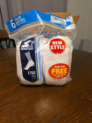 Vintage Starter Crew Socks Deadstock NOS Y2K Sportswear 90s Cotton White 7 Pair 