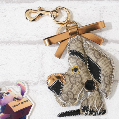 Gucci GG supreme Bag Charm Key Ring Keychain Great Dane Dog w