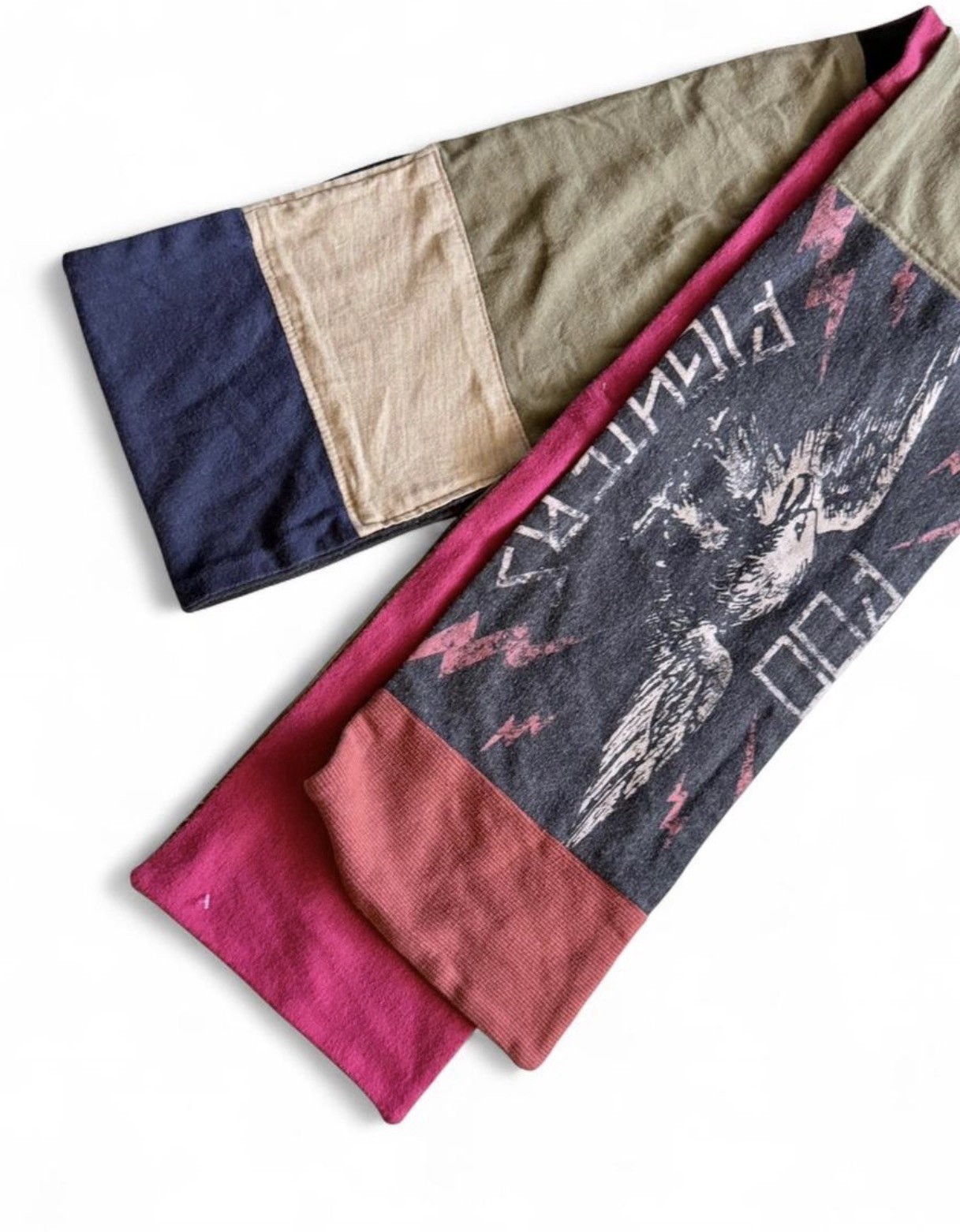 Reworked Foo Fighters Patchwork Scarf Upcycled Ba… - image 3