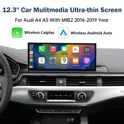 12.3'' Wireless Screen Stereo Multimedia For Audi A4 A5 MIB CarPlay/Android Auto
