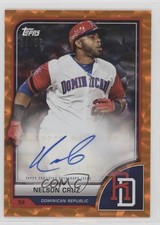 2023 World Baseball Classic Orange Cracked Ice Foil 23/25 Nelson Cruz Auto 15bk