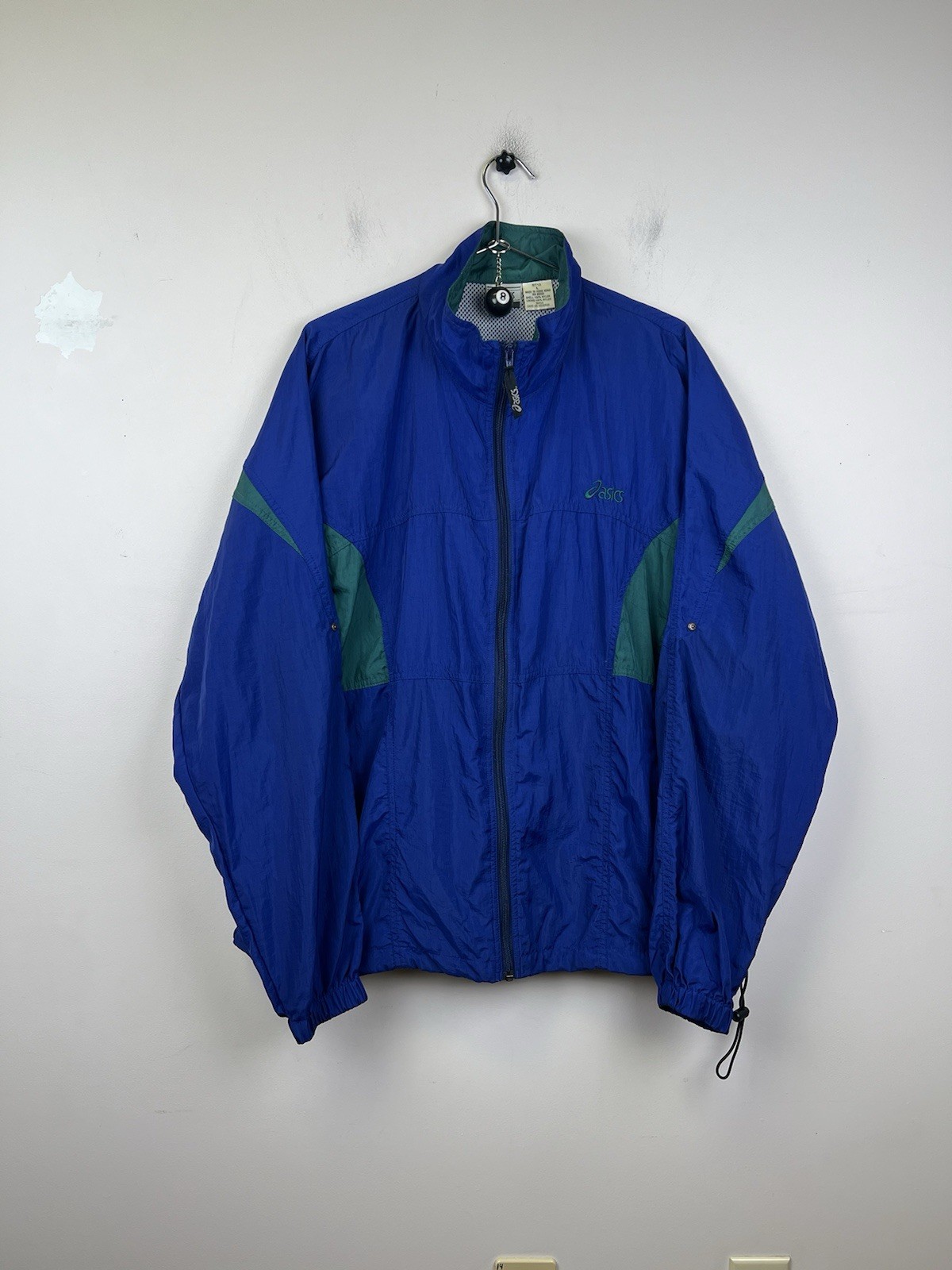 VTG ASICS Unisex Full Zip Goretex Windbreaker Size L Blue 80s 90s