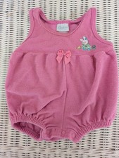 Vintage Carter  s Pink Embroidered Bunny Baby Romper Bubble Suit 0-3 Months