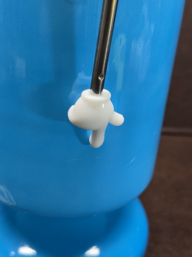 Retro IKEA LYKTA Tischlampe - mundgeblasen hellblau gefasstes Glas - Bild 4 von 10