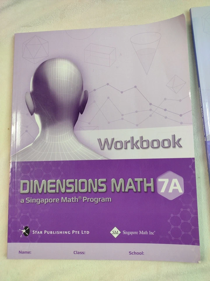 Dimensions Math 7A 7B Workbooks Singapore Math Homeschooling Book Set 2 Grade 7 - Image 2 of 4