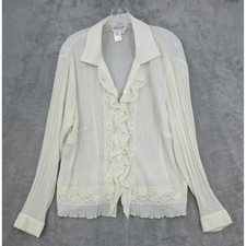 Coldwater Creek Blouse Women 1X Sheer Lace Tr...